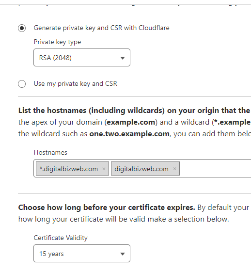 Cloudflare SSL certificate set up